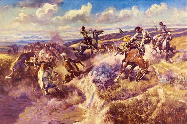 Charles M Russell Tight Dalley and a Loose Latigo Sweden oil painting art